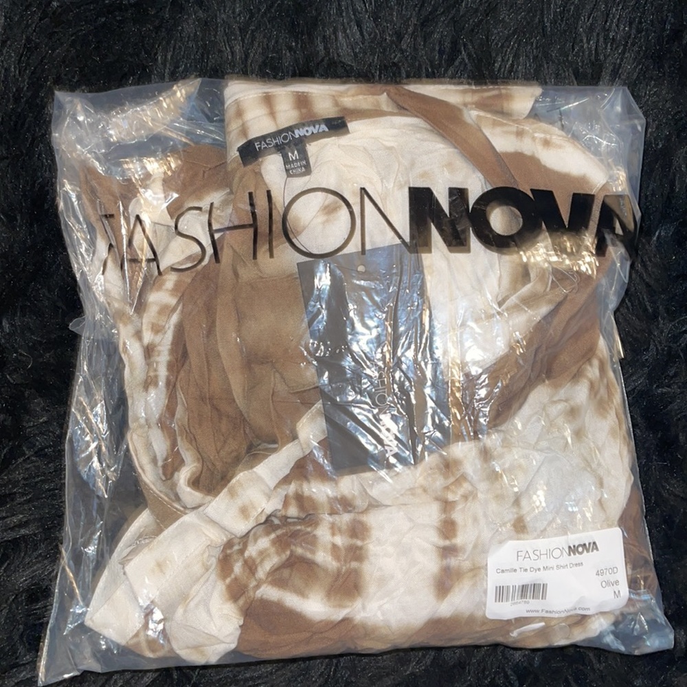 🐫🤎 FASHION NOVA LINEN TIE DYE CAMILE MINI DRESS SIZE M BUT FITS LIKE A SMALL - Picture 9 of 9